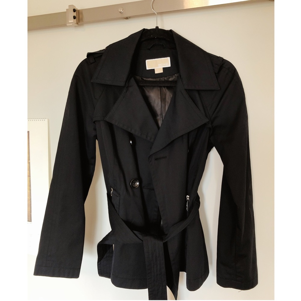 Michael Kors XS Black Waterproof Trench Coat